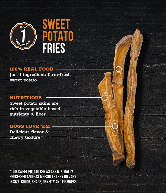Wholesome Pride Healthy Sweet Potato Fries – Sensitive Stomach Dog Treats, No Preservatives, Single-Ingredient, No Grain, 32 oz