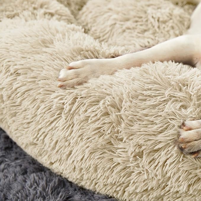 Washable Dog Round Bed Large, Donut Dog Bed Large Dog, Comfy Dog Calming Cuddler Bed
