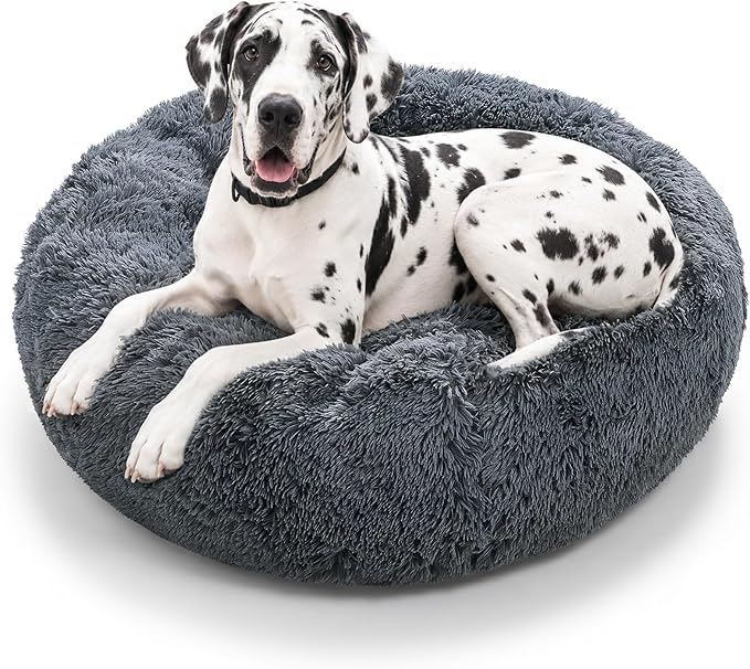 JOLLYVOGUE Dog Beds Large Sized Dog, Calming Anti-Anxiety Dog Bed, Fluffy Donut Cushion for Extra Large Pets (45")