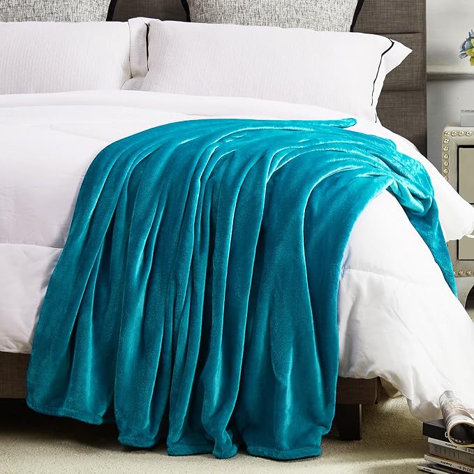 DREAMNINE Pack of 21 Soft Fuzzy Fleece Throw Blanket for Couch Sofa 50" x 60", Decorative Solid Lightweight Velvet Blankets for Chair, Cozy Accent Shaggy Plush Flannel Blanket for Bedroom, Teal