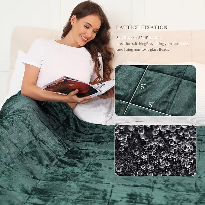 Alomidds Weighted Blanket for Adults, Twin Size 12 lbs Weighted Blankets,Heavy Blanket with Reversible Soft Shiny Fleece and Cozy Warm Sherpa for Couch Bed, 48 x 72 inches,Green