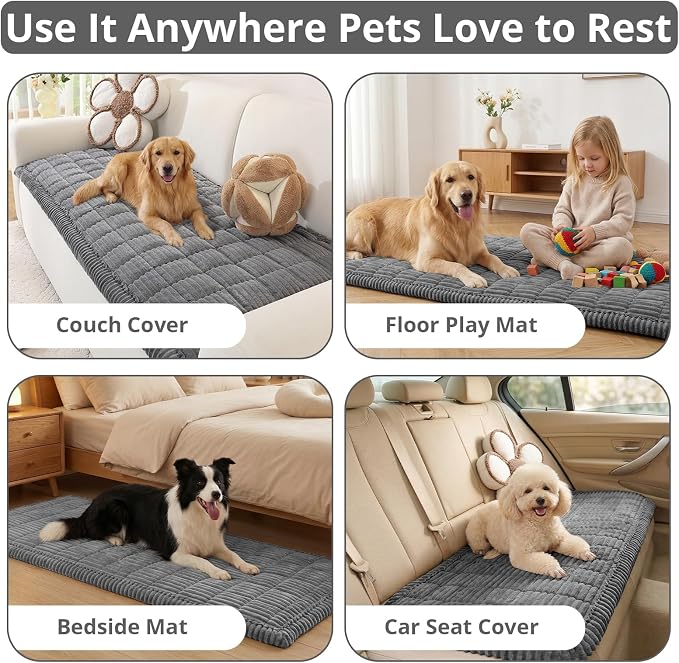 OstepDecor Couch Cover for Dogs, Washable Non Slip Sofa Cover for Pets, Soft Couch Covers for Sofa, Loveseat and Sectional, Furniture Protector Against Pet Hair & Scratches (35.4" x 47.2", Dark Grey)