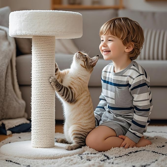 PowerKing Natural Sisal Replacement Scratching Post, 4 Pieces M8 Cat Scratch Post Refill Pole Parts for Refurbishment, White, Include Screws, White, 15.74''+15.74''+7.87''+7.87''