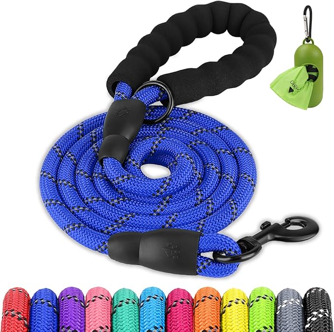 Joytale Dog Leash for Small Dogs, Heavy Duty Nylon Leashes with Comfortable Padded Handle and Highly Reflective Threads, Ideal for Walking and Training, Navyblue, 6'×3/8''