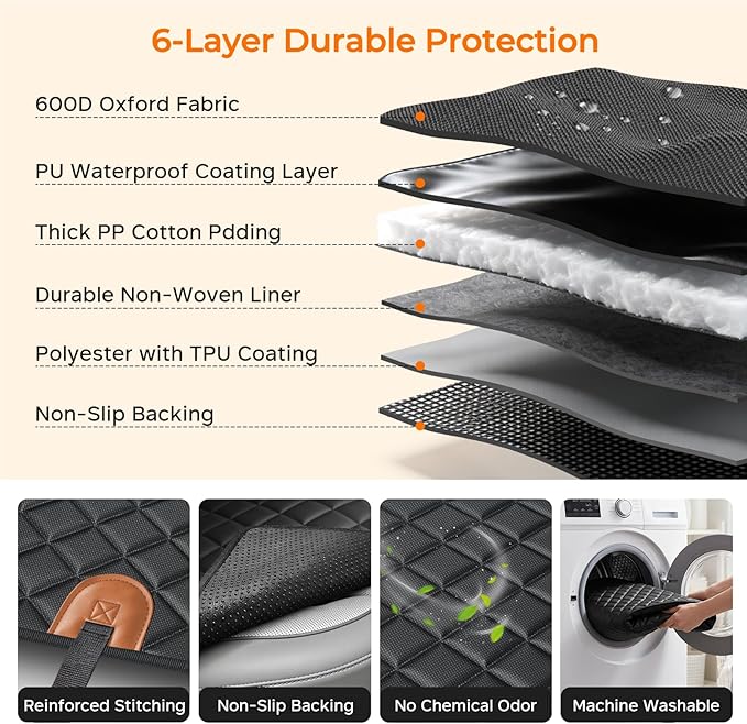 URPOWER Dog Car Seat Cover for Pets 100% Waterproof Seat Cover Hammock 600D Heavy Duty Scratch Proof Nonslip Durable Soft Back Seat Covers for Cars Trucks and SUVs