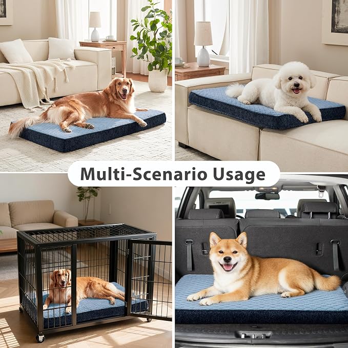 JOEJOY Orthopedic Dog Bed for Small Dogs, Washable Dog Crate Bed Small Sized with Removable Cover, Egg Memory Foam Pet Beds, Blue, 23"x17"