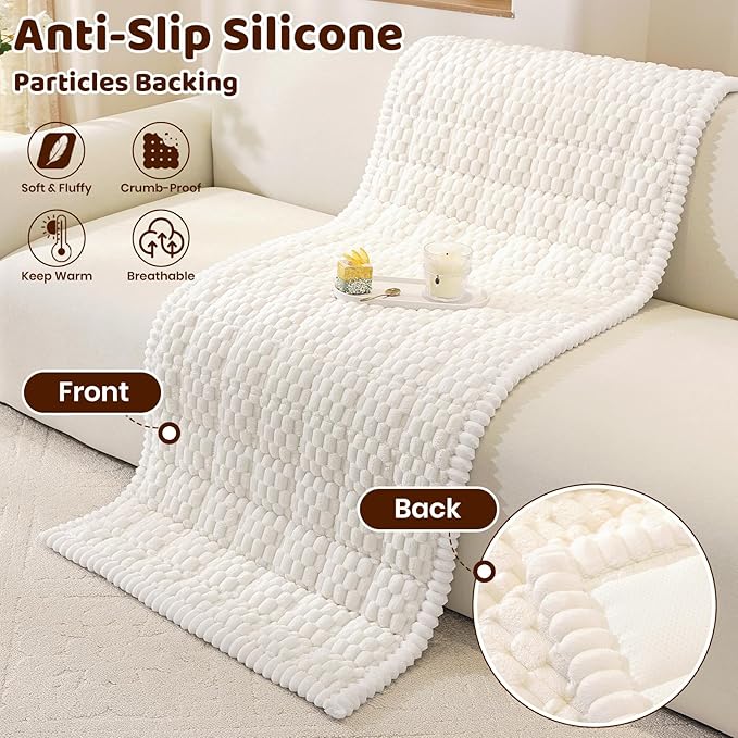 Royhom Chair Cover for Dogs, Thick Soft Couch Arm Cover, Headrest Armrest Covers, Furniture Cover for Pets Recliner Loveseat Leather Cushion L Shaped Couch (White, 27.6 x 27.6 Inch)
