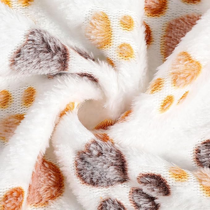 Tegeme 12 Pcs Pet Blankets 30 x 20 Inch Soft Fluffy Fleece Dog Cat Warm Paw Print Pattern Blankets Flannel Throw for Pets Dog Puppy Cat(White)