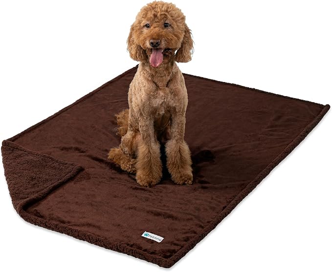 PetAmi Waterproof Dog Blanket for Couch, Extra Large 80x60, Pee Proof Sherpa Fleece Reversible Pet Throw, Furniture Protector for Bed Sofa Crate Kennel, Soft Washable Cover for Dog Cat, Brown Sherpa