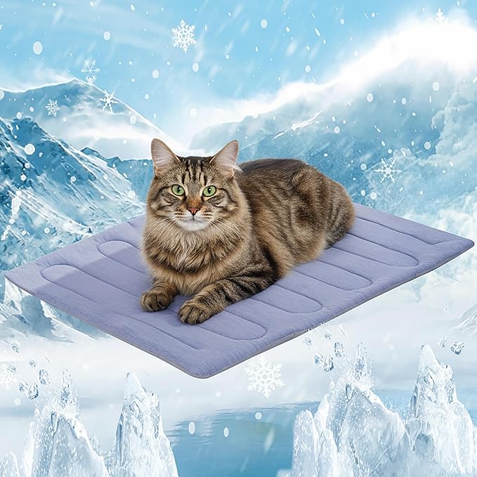 MARUNDA Dog Cooling Mat, No Need to Freeze Or Refrigerate This Cool Pet Pad Cat Mats- Keep Your Pet Cool, Machine Washable (Blue, 28" x 20" - M-Crate)