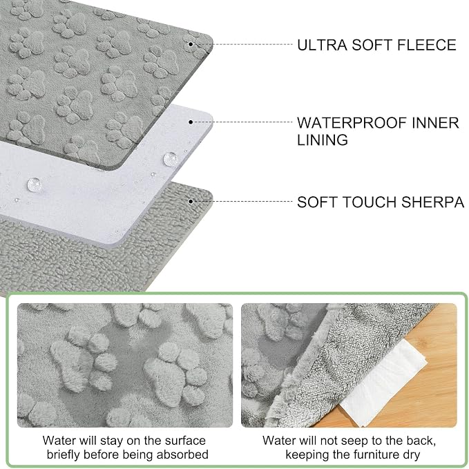 BEAUTYZOO Waterproof Dog Blankets for Large Dogs, Dog Blanket for Couch Sofa Bed, Super Soft Premium Coral Fleece Throw Cat Puppy Blanket, Reversible Furniture Protector, Washable Pet Blanket 40x60IN