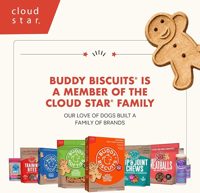 Buddy Biscuits Grain Free Dog Treats, Baked in USA, Large Size Treat with Natural Peanut Butter 14 oz.