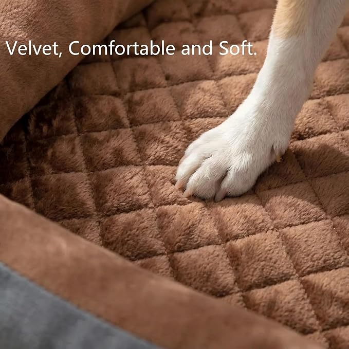 Calming Dog Bed for Couch,Durable Suede Dog Couch Cover,Removable Washable Pet Bed for Couch,Couch Protector for Small,Medium Dogs and Cats (Brown, 36 x 47 inch)