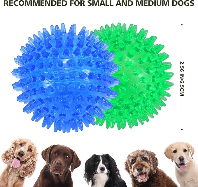 petizer 3 Pack 2.5” Squeaky Dog Toy Balls, Floating Pool Balls, Spiky Dog Balls Water Toys, Durable Interactive Fetch Toys for Puppy, Dog Chew Toys for Teething (2.5", Small Dog)