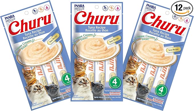 INABA Churu Tuna Recipe Lickable Purée Natural Cat Treats 12 Tubes