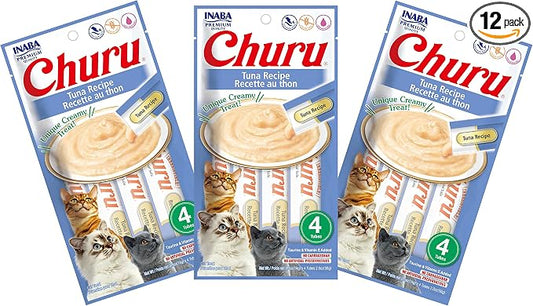 INABA Churu Tuna Recipe Lickable Purée Natural Cat Treats 12 Tubes