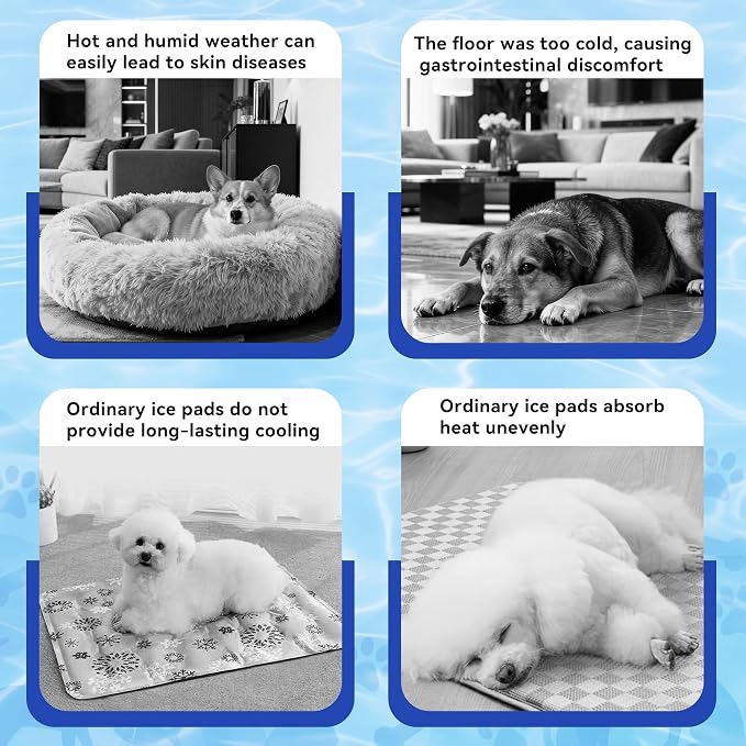 Dog Cooling Mat, Patented Gel Cooling Dog Bed, Non-Slip Waterproof Gel Cooling Pad for Medium Dogs, Pet Cooling Mat for Indoors Outdoors, Crate Kennel Car Travel 24.5"x36"