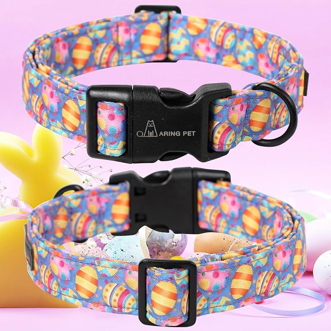 ARING PET Easter Dog Collar, Cute Purple Eggs Pet Collars with Quick Release Buckle for Puppy Small Medium Large Boy Girl Dogs-S