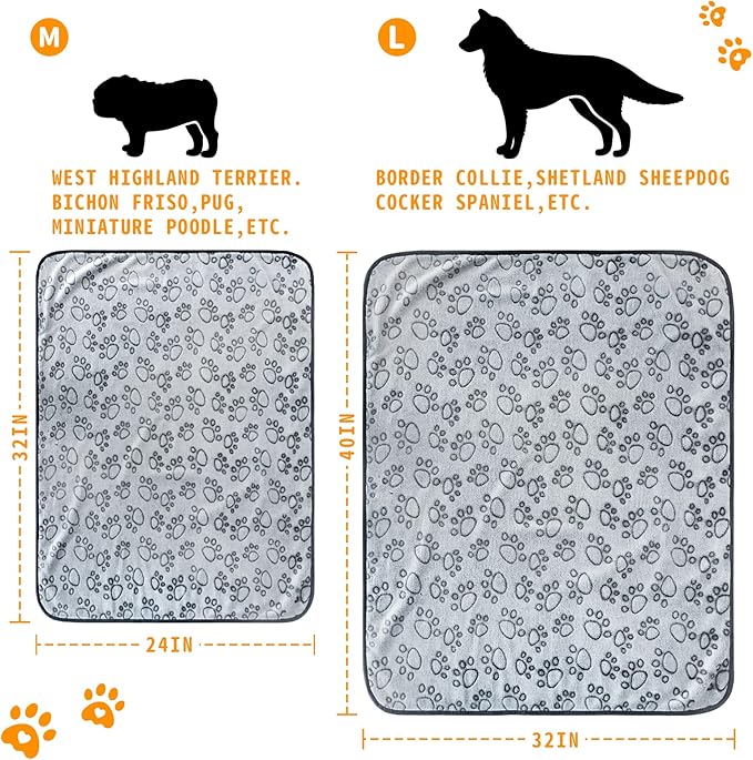 LOKOZ 1 Pack 2 Blankets Soft Fleece Dog Blankets for Medium Dogs, Washable Flannel Pet Blanket for Dog Puppy Cat Kitten, Grey Paw Print Cozy Throw for Indoor Couch Bed Furniture, 32"x40"