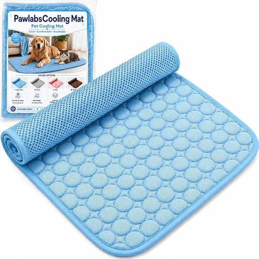 Mat for Dogs and Cats, Ice Silk Pet Cooling Mat, Washable Dog Cooling Pad with Soft PP Cotton Padding, Breathable Dog Bed Mat for Crate, Sofa, Car, Indoor Outdoor (Blue, Large)