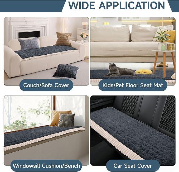 OTOB Couch Covers for Sofa Pet Friendly, Washable & Non Slip Fuzzy Dog Couch Cover Sofa Slipcovers Love Seat, Soft Plush Cozy Furniture Protector Cushion Mat, All Seasons (Dark Gray, 27.6" x 59.1")