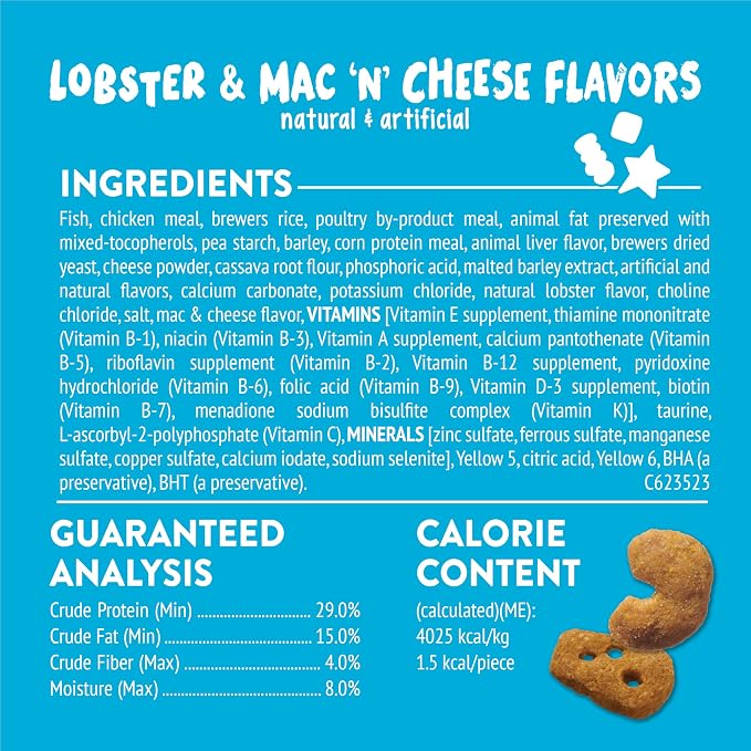 Purina Friskies Cat Treats, Party Mix Lobster & Mac 'N' Cheese Flavors - (Pack of 10) 2.1 oz. Pouches