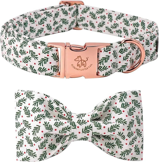 Elegant little tail Christmas Dog Collar, Pet Collar Soft with Comfy Bowtie Dog Collars Holiday Adjustable Pet Gift Collars for Small Medium Large Dogs