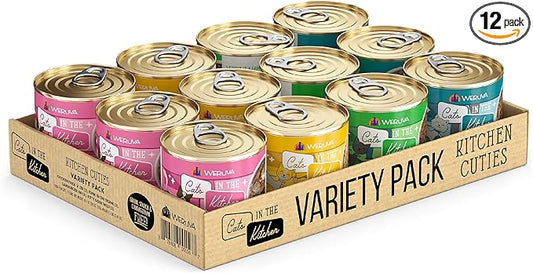Weruva Cats in The Kitchen, Kitchen Cuties Variety Pack, Wet Cat Food, 10oz Cans (Pack of 12)