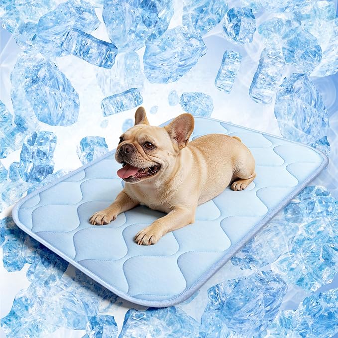 Pet Cooling Mats for Dogs, Cooling Pet Bed Outdoor & Indoor Use with Ice Silk Fabric & Waterproof Cover, Summer Cool Pad for Dogs Cats 29" x 18", Non-Slip Washable Pet Blanket for Crate Kennel Travel