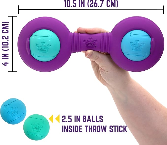 Chew King Premium Treat Dog Toy, Durable Natural Rubber Collection, Fetch and Tug Dog Toy, Dog Treat Toys for Boredum