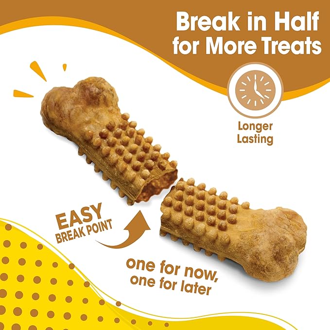 Nylabone Nubz Natural Dog Chew Treats for Large Dogs, Long Lasting Dog Chew Bones Made in the USA, Chicken Flavor Breath Freshener Dental Chews, Large Dog Bones for Dogs Over 30 lbs. (18 Count)