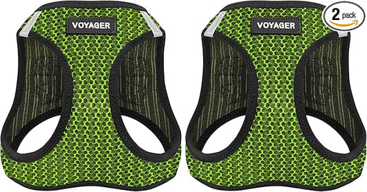 Voyager Step-in Air Dog Harness - All Weather Mesh, Reflective, No Pull Harness for Small, Medium Dogs, Cats - Secure with Hook & Loop Fastener, Buckle, Double D-Rings - Lime Green 2-Tone, XS