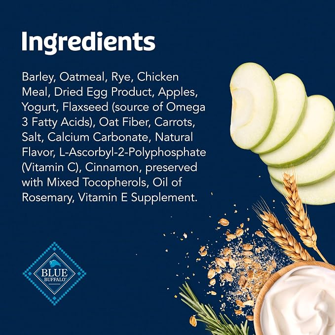Blue Buffalo Mini Health Bars Apples & Yogurt Crunchy Dog Biscuits, Bite-Sized for Training, Oven-Baked with Real Apples & Natural Ingredients, Healthy Dog Treats, Box 2 lbs.