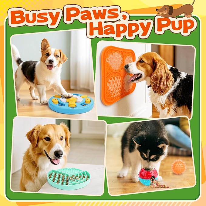 Forfon 10 Pack Complete Dog Puzzle Toys Set-Dog Lick Mat & Feeding Bowl with Suction Cups for Small & Medium Breeds,Enrichment Toys for IQ Training & Mentally Stimulating