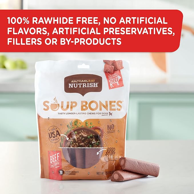 Nutrish Soup Bones Premium Dog Chews with Real Beef and Barley, 6 Chews (Rachael Ray) (Pack of 2)