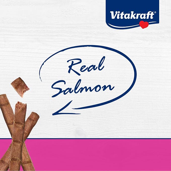 Vitakraft PurrSticks for Cats - Nutritious & Healthy Soft Cat Treats - Gently Oven Roasted Meat Sticks for Cats w/ 70% Meat - Easy-to-Serve Cat Chew Sticks (Salmon, 24 Pack)
