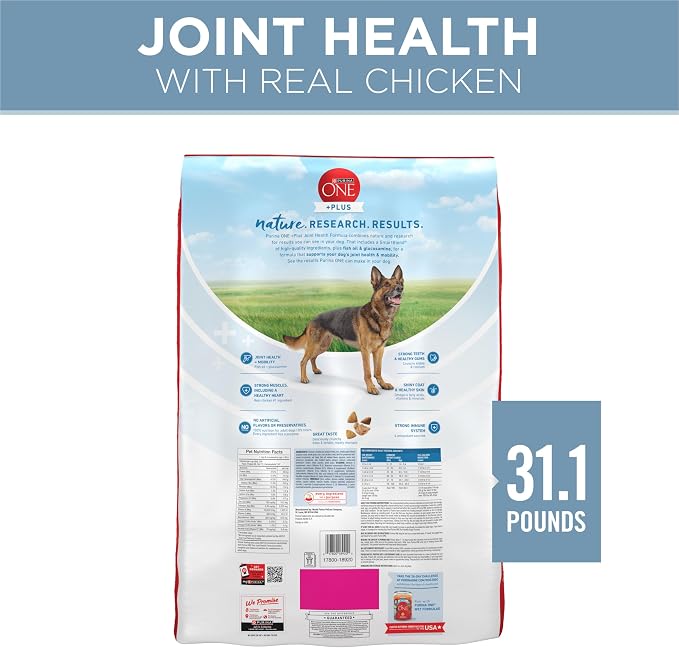 Purina ONE Plus Joint Health Formula Natural With Added Vitamins, Minerals and Nutrients Dry Dog Food - 31.1 lb. Bag