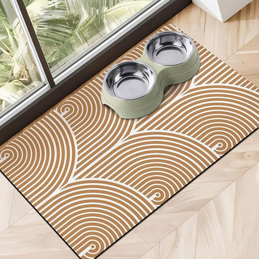 Eco-Friendly Pet Supplies: Absorbent Quick Dry Cat & Dog Food Mat, 16"x24"