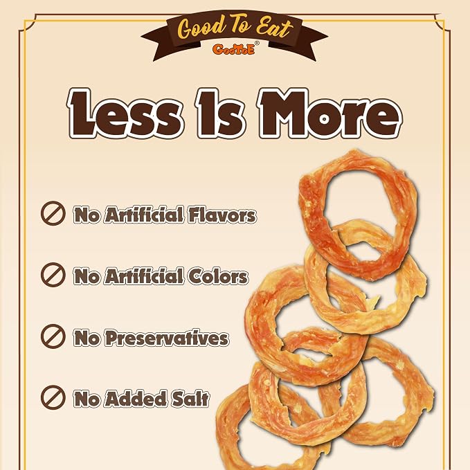 Gootoe Turkey Tendons for Dogs – All-Natural, Hypoallergenic Dog Treats, Rawhide Alternative, Long Lasting Puppy Chews, Healthy Dog Treats for Small Breeds, Ring, 1 lb