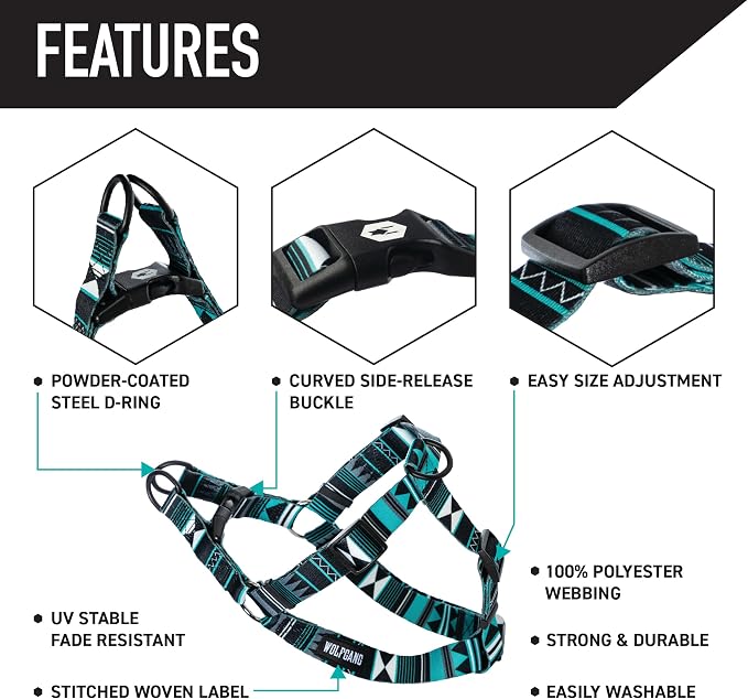 Wolfgang Heavy Duty Adjustable Dog Harness, Pull-Tested for Walking & Training, WesternSky Print, Medium