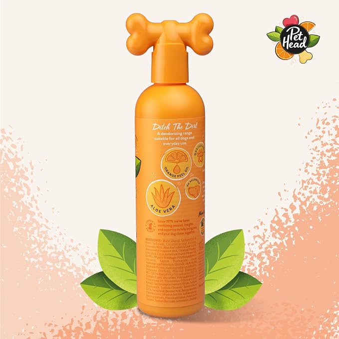 Pet Head Ditch the Dirt Dog Shampoo | Orange Scent | Deodorizing Shampoo for Smelly Dogs | Deep Cleans and Removes Odors | Vegan | Gentle Formula for Puppies | Made in USA | 16 fl. oz.