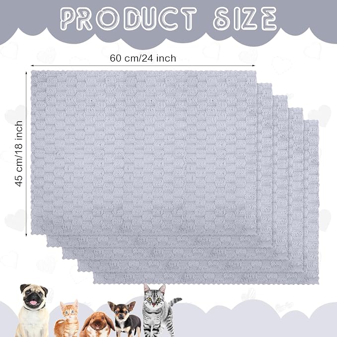 SmoothNovelty 5 Pcs Waterproof Guinea Pig Blankets Washable Small Animal Pad Pee Pet Blanket Sleep Bedding Mats Absorbent Guinea Pig Cage Liner Reusable Pet Sleep Pad(Gray,18" X 24",Waffle)