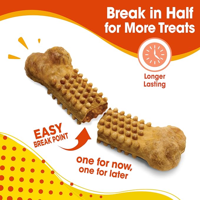 Nylabone Nubz Natural Dog Chew Treats for Small Dogs, Long Lasting Dog Chew Bones Made in the USA, Chicken Flavor Breath Freshener Dental Chews, Small Dog Bones for Dogs Up to 25 lbs. (16 Count)