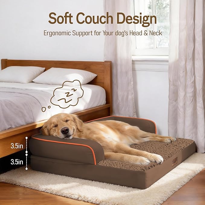 Comfort Expression Memory Foam Dog Bed Large Sized Dogs - Waterproof Orthopedic Pet Bed with Washable Removable Cover, Non-Slip Pet Sofa Couch, 36 x 27