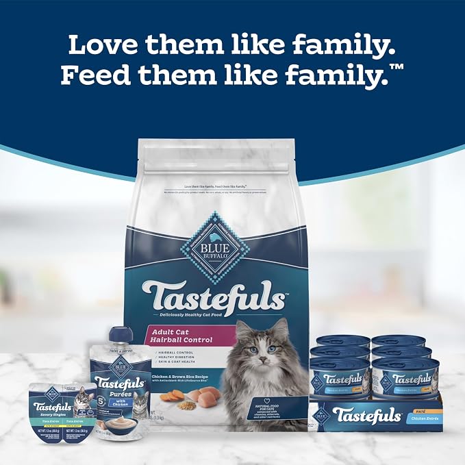Blue Buffalo Tastefuls Chicken & Brown Rice Recipe Adult Dry Cat Food Hairball Control, Real Chicken First, Deliciously Healthy Natural Cat Food, Supports Digestive Care and Coat Health, 15 lbs.