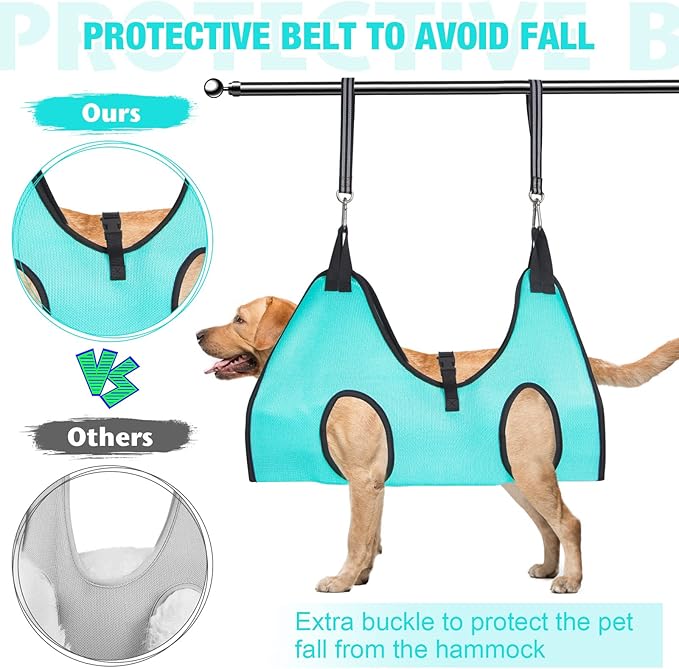 ATESON Cat Grooming Hammock - Dog Grooming Harness with Nail Trimming Feature (XS, 15lb), Dog Sling for Nail Clipping