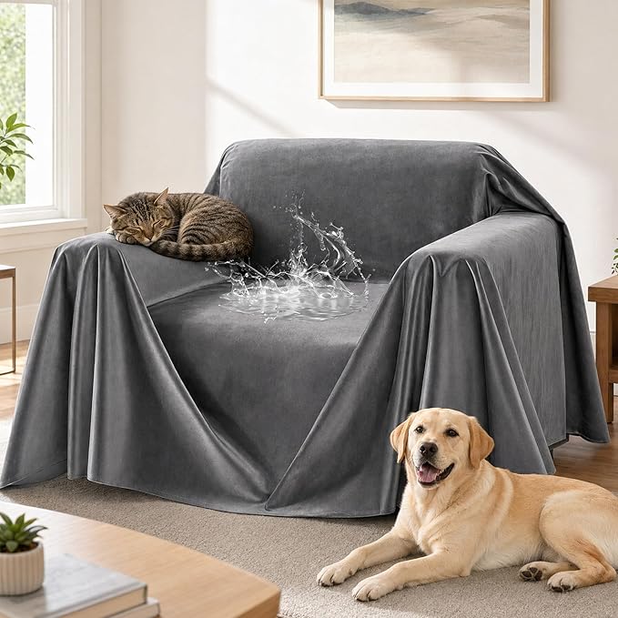 Couch Cover, Cat Scratch Resistant Sofa Cover, Waterproof Sofa Cover, Heavy Duty Anti Slip Washable Pet Furniture Protector, Ultra Soft Pet Friendly Couch Protectors for Cats, Dogs, Kids 102"X71"