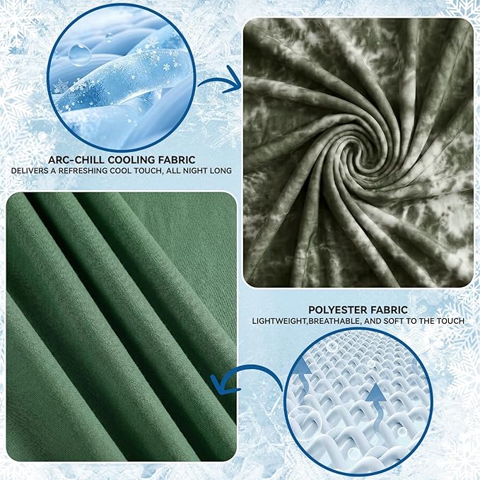 Guohaoi Cooling Throw Blanket for Hot Sleepers, Twin Size 50''×70'' Lightweight Breathable Summer Bed Blanket for Couch, Arc-Chill Q-Max >0.5 Cool Fiber,Lightweight Tie Dye Blanket Green