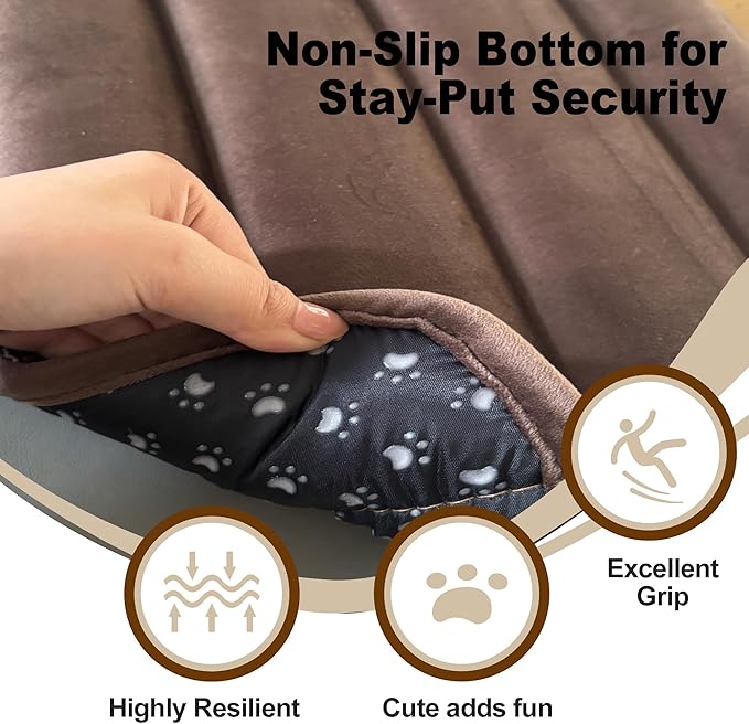 pobopobo Dog Crate Pad, Ultra Soft & Anti-Slip Kennel Mat, Secure Fit for Metal Crates & Dog Cages, Washable Cozy Bed for Small Medium Large Dogs (Dark Brown, S(23"*14"*1.5"))