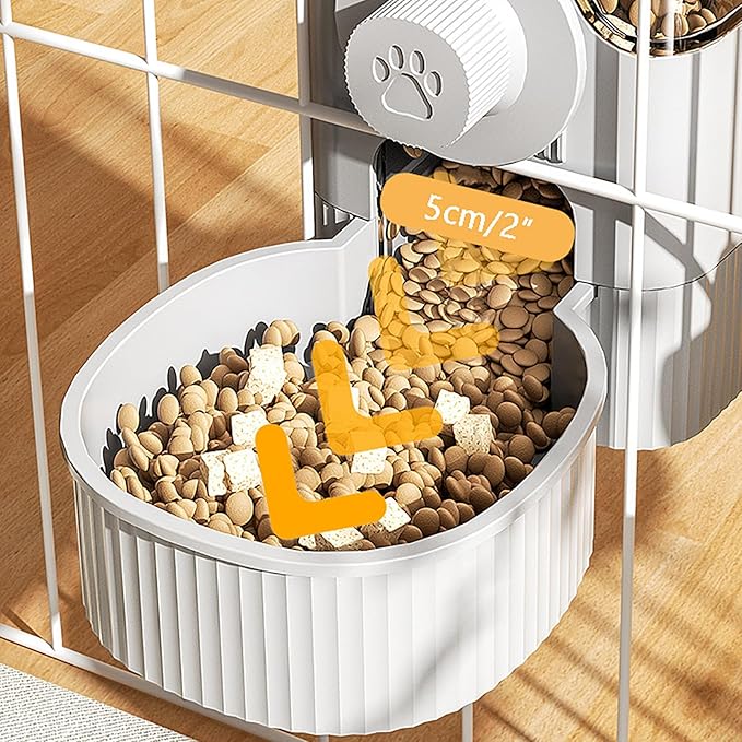 Hanging Automatic Food Water Dispenser,Rabbit Feeder Guinea Pig Water Bottle Food Feeder for Ferret Guinea Pig Rabbit Bunny Cage Accessories (Grey, 520ml+1200ml)
